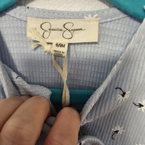 Jessica Simpson Luxe Blue and White One Piece Body Suit Baby Size 6-9 Months - Picture 2 of 7